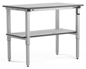 AJ Produkty Výškově nastavitelný pracovní stůl MOTION, manuální, 1200x600 mm, se spodní policí, 150 kg, šedá