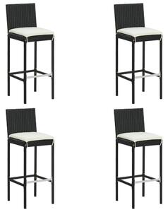5dílný zahradní barový set s poduškami černý