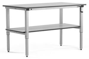 AJ Produkty Výškově nastavitelný pracovní stůl MOTION, manuální, 1500x800 mm, se spodní policí, 150 kg, šedá