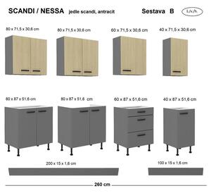 Kuchyňská linka SCANDI/NESSA, Sestava B, 260 cm
