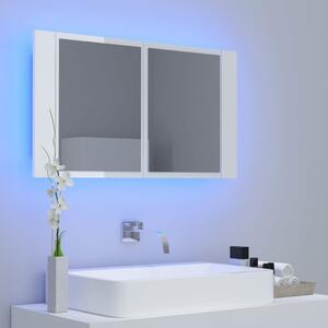 LED koupelnová skříňka se zrcadlem lesklá bílá 80x12x45cm akryl