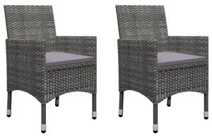 3dílný bistro set polyratan a tvrzené sklo šedý