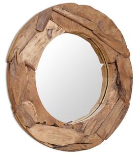 Dekorativní zrcadlo Simsa - kulaté - teak | 80 cm