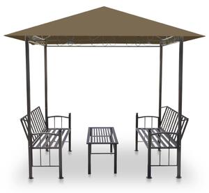 Zahradní altán + stůl a lavice 2,5x1,5x2,4 m taupe 180 g/m²
