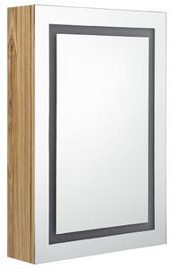 LED koupelnová skříňka se zrcadlem dub 50 x 13 x 70 cm