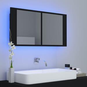 LED koupelnová skříňka se zrcadlem černá 90 x 12 x 45 cm akryl
