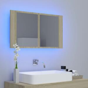 LED koupelnové zrcadlo dub sonoma 80 x 12 x 45 cm akrylové