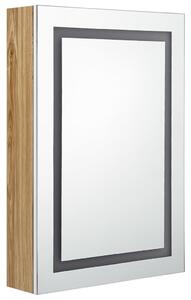 LED koupelnová skříňka se zrcadlem bílá a dub 50 x 13 x 70 cm