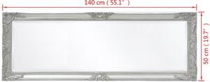 Nástěnné zrcadlo Almar v barokním stylu - stříbrné | 140x50 cm