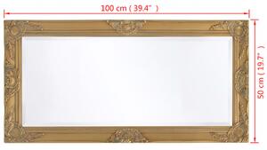 Nástěnné zrcadlo Kanyar - barokní styl - zlaté | 100x50 cm
