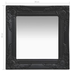 Nástěnné zrcadlo Parrenic - barokní styl - černé | 40x40 cm