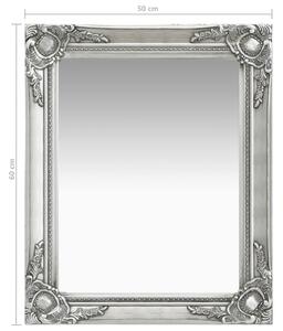 Nástěnné zrcadlo Parrenic - barokní styl - stříbrné | 50x60 cm