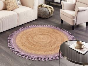 Kulatý jutový koberec ø 140 cm béžový/fialový MARTS