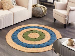 Kulatý jutový koberec ⌀ 140 cm modrý/zelený HOVIT