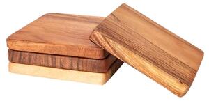 Podtácky ze dřeva akácie hnědé 10 x 10 cm (Cena za 1 ks balení (4 ks))