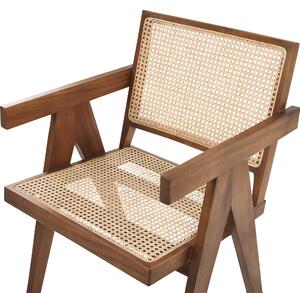 Dřevěná židle s ratanovým výpletem světlé dřevo/hnědá WESTBROOK