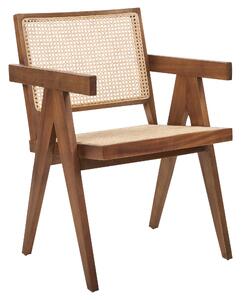 Dřevěná židle s ratanovým výpletem světlé dřevo/hnědá WESTBROOK