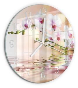 Skleněné hodiny na stěnu Orchidej zsob-fi30-00058478