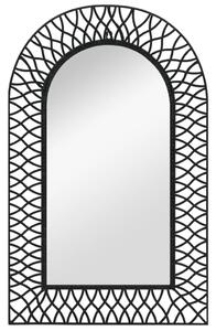 Zahradní nástěnné zrcadlo Whyares s obloukem - černé | 50x80 cm