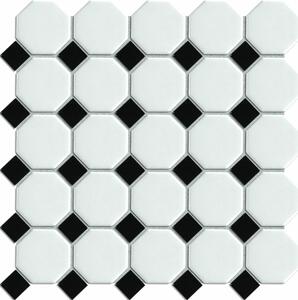 Keramická mozaika Premium Mosaic mix černá/bílá 30x30 cm mat / lesk MOSOCTAGON
