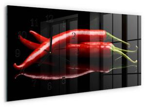 Skleněné hodiny horizontální Chilli papričky zsppc-60x30-00295357