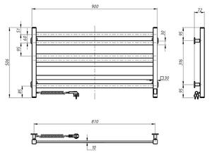 Vertaduro - Koup. žebř. radiátor s term. AVA 181W/230V 50x90 cm IP44 bílá levá