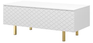 Konferenční stolek Scalia II 120 2K s úložným prostorem - Bílý mat / zlaté Nohy