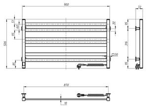 Vertaduro - Koup. žebř. radiátor s term. AVA 181W/230V 50x90 cm IP44 bílá pravá