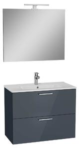 Koupelnová skříňka s umyvadlem zrcadlem a osvětlením Vitra Mia 79x61x39,5 cm antracit lesk MIASET80A