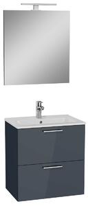 Koupelnová sestava s umyvadlem zrcadlem a osvětlením Vitra Mia 59x61x39,5 cm antracit lesk MIASET60A