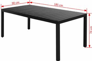 Zahradní jídelní stůl - hliník - černý | 185x90x74cm