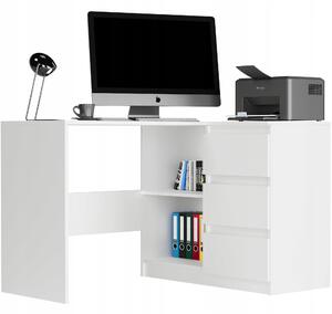Rohový PC stolek Nolmir (bílá) (P). Akce -15%