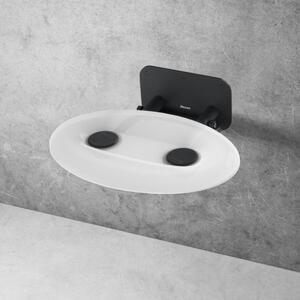 Sprchové sedátko Ravak OVO P sklopné š. 41 cm průsvitně bílá/černá B8F0000057