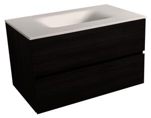 Koupelnová skříňka s umyvadlem bílá mat Naturel Verona 66x51,2x52,5 cm tmavé dřevo VERONA66BMTD