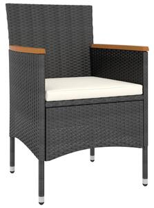 5dílný zahradní bistro set polyratan a masivní akácie černý