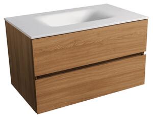 Koupelnová skříňka s umyvadlem bílá mat Naturel Verona 86x51,2x52,5 cm světlé dřevo VERONA86BMSD