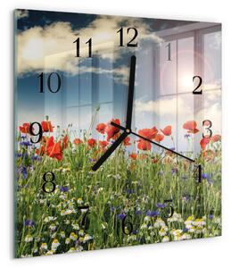 Skleněné hodiny na stěnu Louka zskc-30x30-00178628