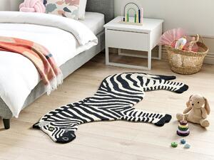 Vlněný dětský koberec ve tvaru zebry 100 x 160 cm černý/bílý KHUMBA