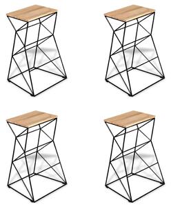 Barové stoličky - masivní mangovníkové dřevo | 4 ks