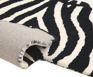 Vlněný dětský koberec ve tvaru zebry 100 x 160 cm černý/bílý KHUMBA