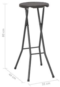 Skládací barové stoličky - 2 ks - HDPE a ocel | hnědé