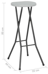 Skládací barové stoličky - 2 ks - HDPE a ocel | bílé