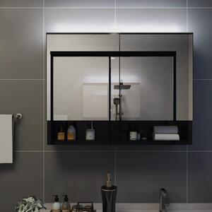 LED koupelnová zrcadlová skříňka černá 80 x 15 x 60 cm MDF