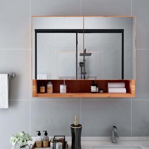 LED koupelnová zrcadlová skříňka dub 80 x 15 x 60 cm MDF