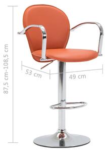 Barové stoličky s područkami - umělá kůže - 2 ks | oranžové
