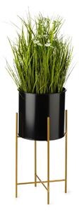 KOVOVÝ KVĚTINÁČ SE STOJÁNEM GLAMOUR 55X24 CM ČERNÁ/ZLATÁ
