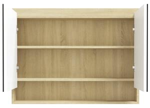 Koupelnová skříňka se zrcadlem 80 x 15 x 60 cm MDF bílá a dub