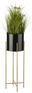 KOVOVÝ KVĚTINÁČ SE STOJÁNEM GLAMOUR 75X24 CM ČERNÁ/ZLATÁ