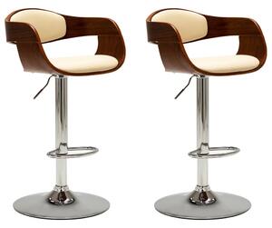 Barové židle - ohýbané dřevo a umělá kůže - 2 ks | krémové