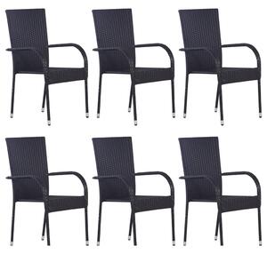 7dílný zahradní jídelní set polyratan černý